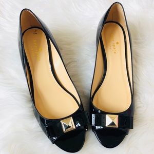 Kate Spade ♠️ Black Peep toe wedges